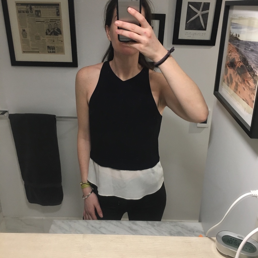 A.L.C. black and white silk tank